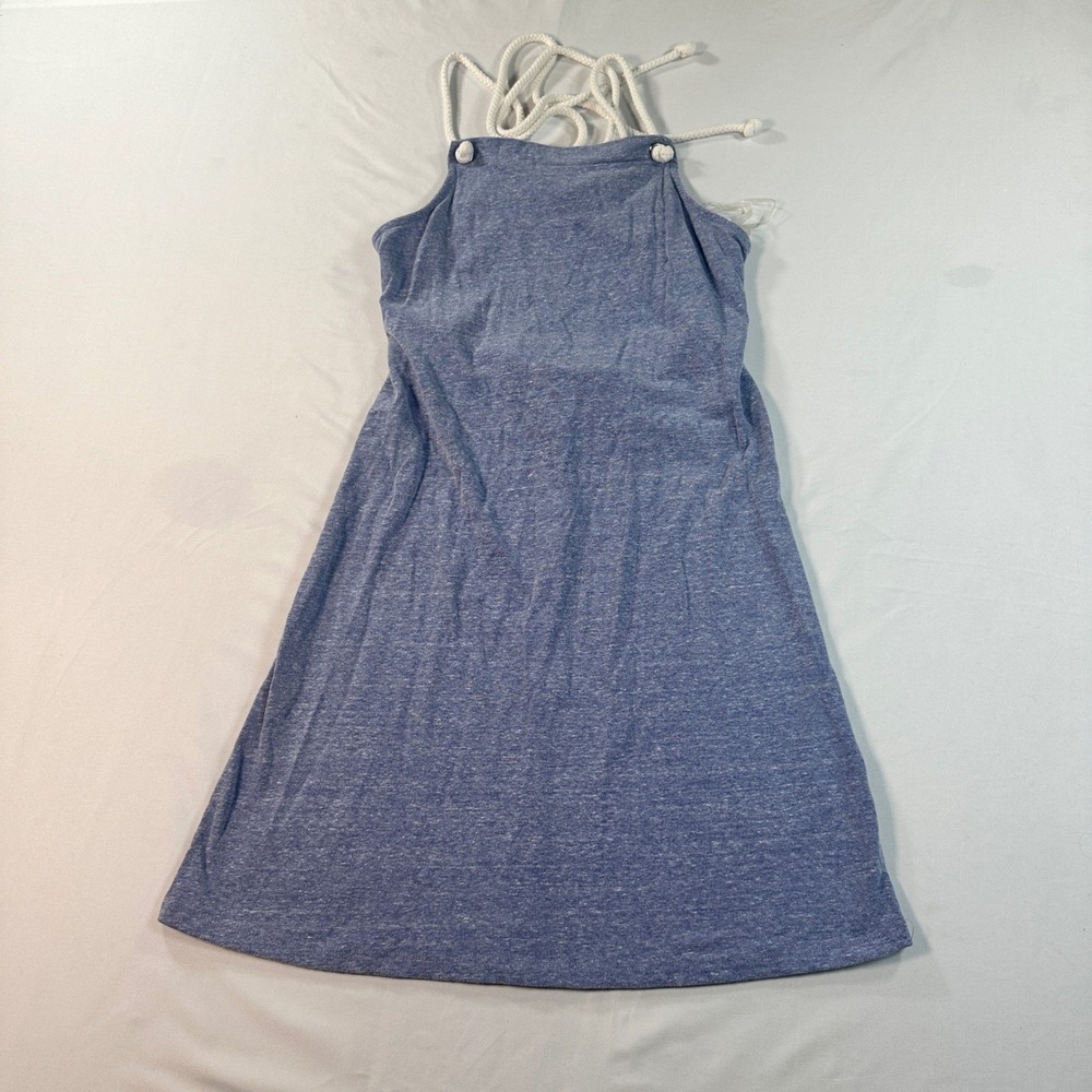 Color Thread Blue Heathered Rope Strap Halter Mini Dress Open Back Size M‎
